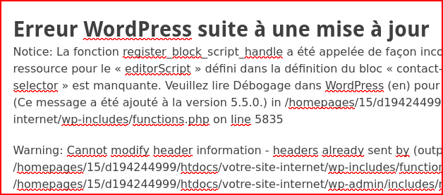 Erreur-wordpress-suite-MaJ